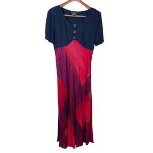 Vintage Y2K 90s Dress Sz M Babydoll Maxi Whimsigoth Phoebe Dark Fairy Floral